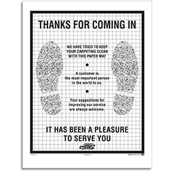 Floor Mat - Clay-Coated 1 Color - Black, "Foot Print", Box of 500