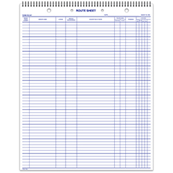 Route Sheet - RS-547-SB - Spiral Bound - 50 Sheets per Book - Qty. 1