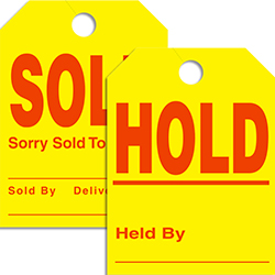 Mirror Hanger Sold/Hold Tags - #280-SH - 8.5" x 11.5" Qty. 50