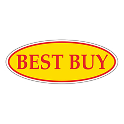 Window Sticker, Red on Yellow Oval, BEST BUY - Qty. 12
