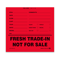 Fresh Trade-In Not For Sale Sticker - 6-1/2" x 6" - Qty. 100